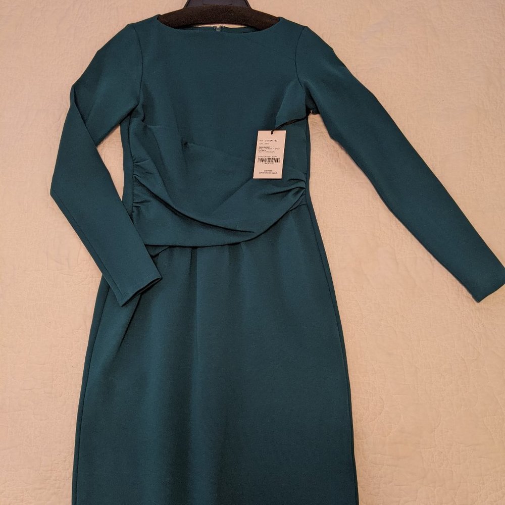 Long-sleeve Jade Green Dress